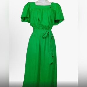 Emerald green linen dress